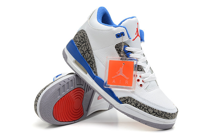 Air Jordan 3 Men Shoes Blue/White/Black Online